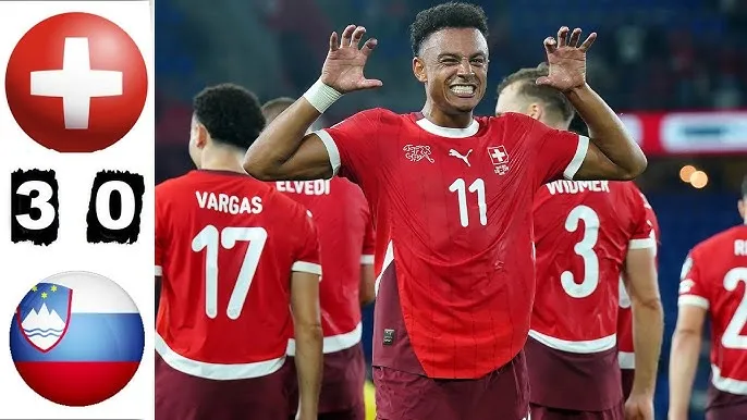 Thụy Sĩ vs Slovenia 3-0: Nico Elvedi, Breel Embolo đua tài đánh đầu đẳng cấp, Dan Ndoye đệm bóng cận thành chốt hạ chiến thắng
