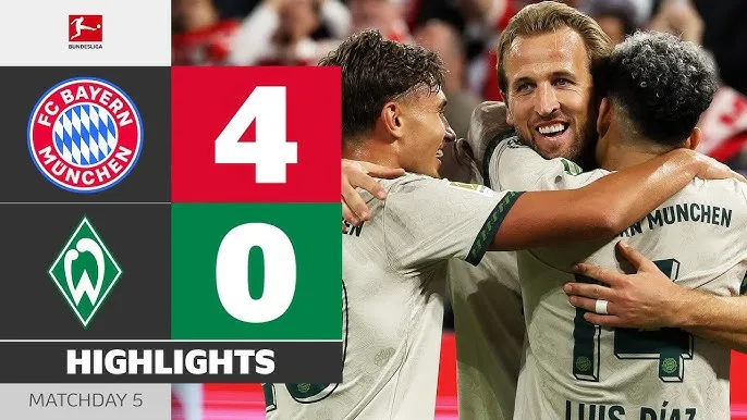 Bayern Munich vs Werder Bremen 4-0: Jonathan Tah khai bàn, Harry Kane tiếp tục thăng hoa cú đúp nhờ penalty, Laimer chốt hạ chiến thắng thuyết phục cho Bayern 