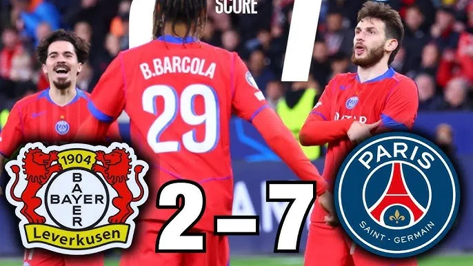 Leverkusen vs PSG 2-7: Kịch tính 2 thẻ đỏ của Andrich, Zabarnyi, đã mắt 9 bàn thắng Garica ghi cú đúp, Pacho, Doue, Kvaratskhelia, Mendes, Dembele, Vitinha đè bẹp đối thủ