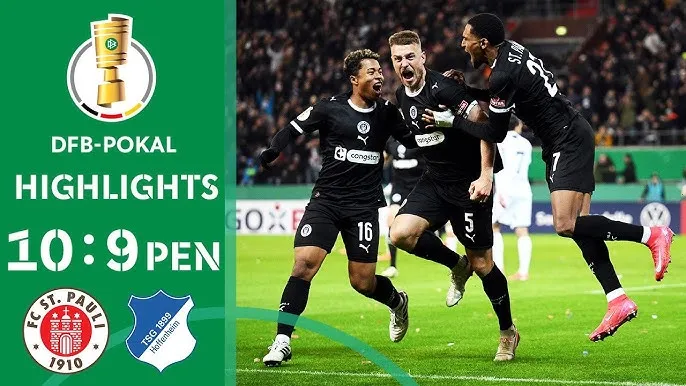 St.Pauli vs TSG Hoffenheim 2-2 (pen 8-7): Hauke Wahl sớm mở bàn, Grischa Promel, Andrej Kramaric lập công, Pereira Lage tỏa sáng, St.Pauli giành vé 1/8 DFB Cup