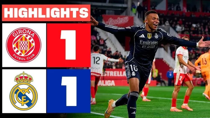 Girona vs Real Madrid 1-1: VAR ngăn Mbappe mở bàn, Ounahi dứt điểm cận thành, Mbappe cứu thua nhờ chấm penalty, Barca hơn Real đúng 1 điểm, dẫn đầu La Liga