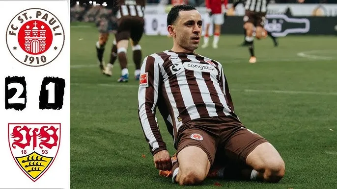 St Pauli vs Stuttgart 2-1: Manolis Saliakas mở tỷ số, Danel Sinani nhân đôi bàn thắng trên chấm penalty, Leweling ghi bàn danh dự phút 90