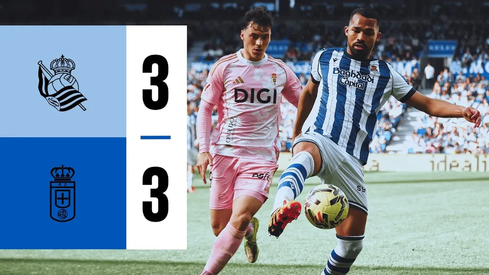 Real Sociedad vs Real Oviedo 3-3: Mãn nhãn 6 bàn, Federico Vinas, Orri Oskarsson đua tài ghi cú đúp, Caleta-Car lập công, Eric Bailly kịp cứu thua