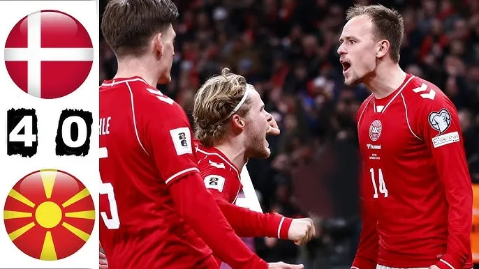 Đan Mạch vs Bắc Macedonia 4-0: Damsgaard, Isaksen, Norgaard lập công, vào vòng chung kết play-off tranh vé dự World Cup 2026