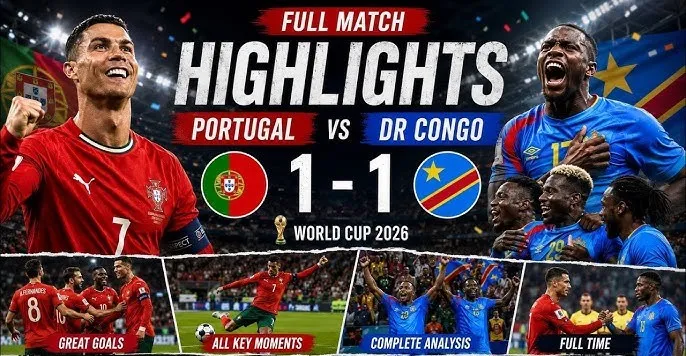 Bồ Đào Nha vs CHDC Congo 1-1: Ronaldo bị vô hiệu, Joao Neves đánh đầu mở bàn, Yoane Wissa tung lưới thủ môn Diogo Costa, chia điểm tiếc nuối