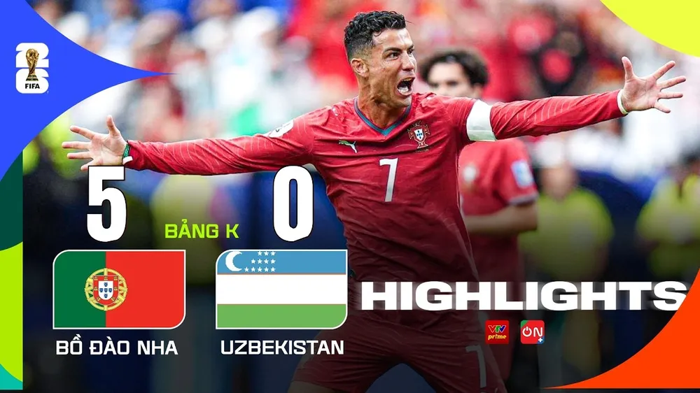 Bồ Đào Nha vs Uzbekistan 5-0: Ronaldo khai hỏa cú đúp, Mendes, Rafael Leao lập công, Nematov phản lưới nhà, thầy trò HLV Roberto Martinez đẫn đầu bảng