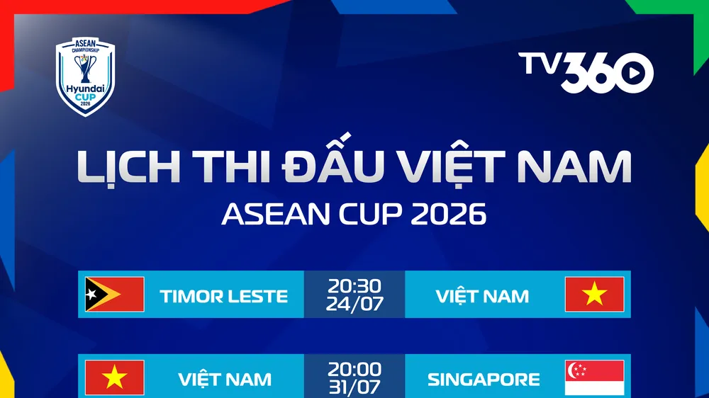 Lịch thi đấu vòng bảng của tuyển Việt Nam tại ASEAN CUP 2026 