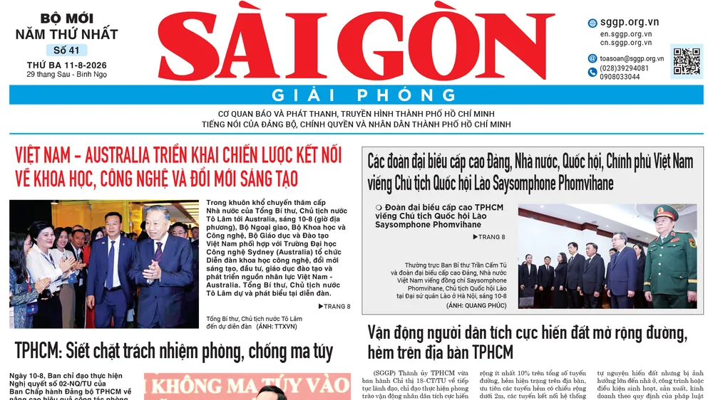 Báo Sài Gòn Giải Phóng ngày 11/8/2026