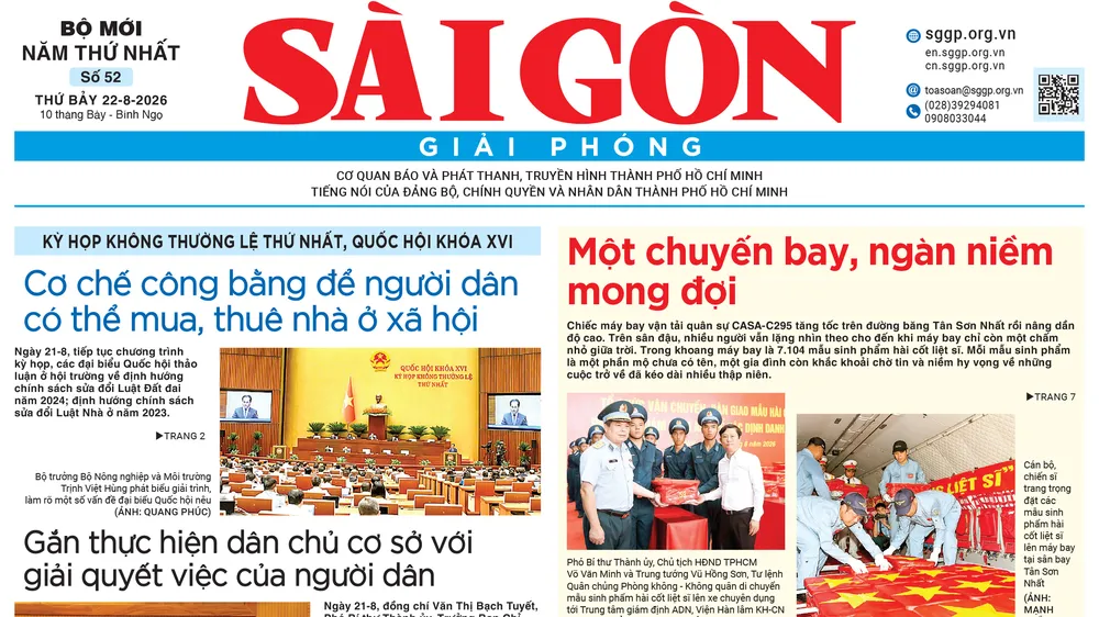 Báo Sài Gòn Giải Phóng ngày 22/08/2026