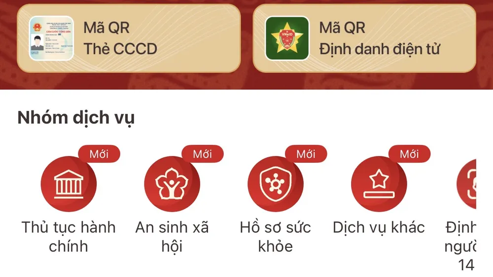 Giao diện Tài khoản hưởng an sinh xã hội trên ứng dụng VNeID