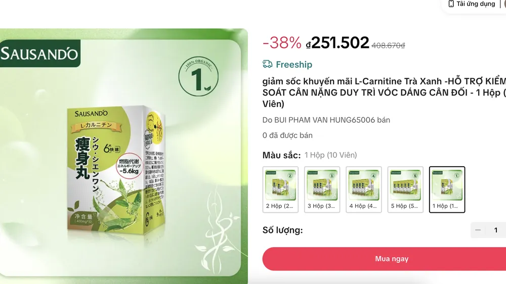 Sản phẩm Sausando Slimming capsule được quảng cáo trên mạng xã hội