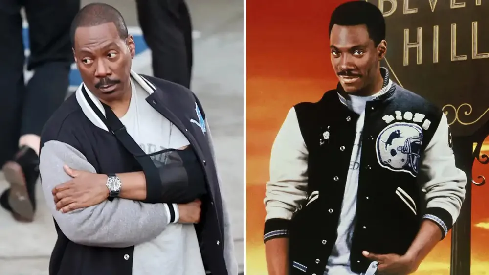 Eddie Murphy trong Beverly Hills Cop phần 4 (bên trái) và phần 1
