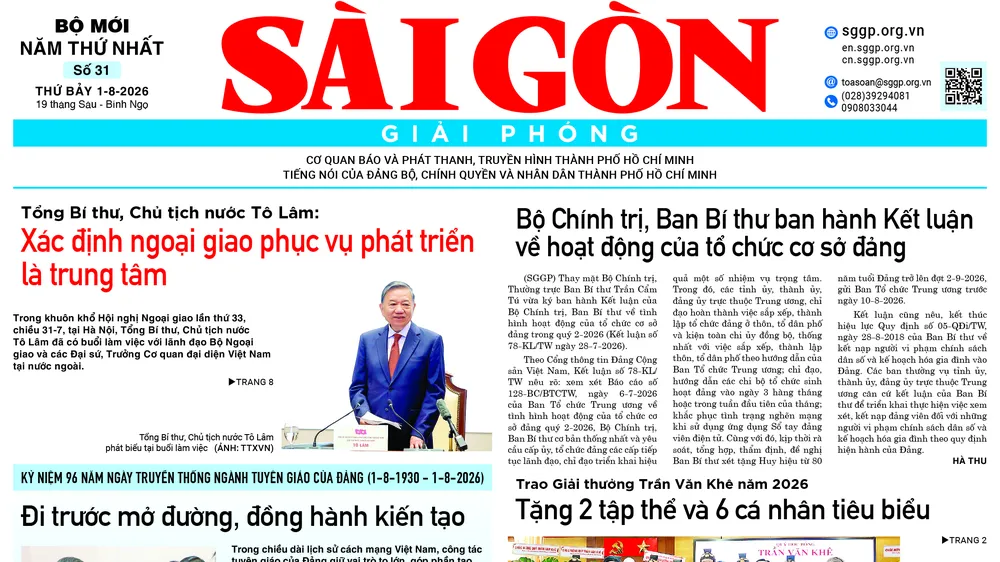 Báo Sài Gòn Giải Phóng ngày 1/8/2026