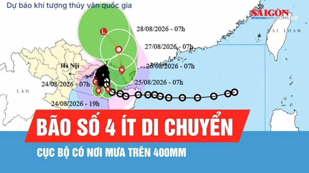 Bão số 4 gần như đứng yên, Trung bộ nắng nóng trên 38 độ C