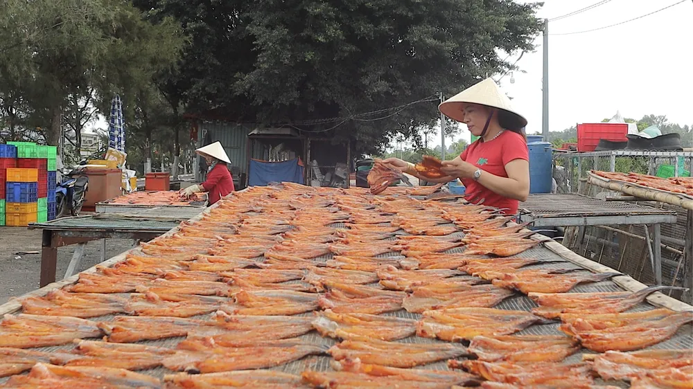 Làng khô cá đồng ở vùng biên