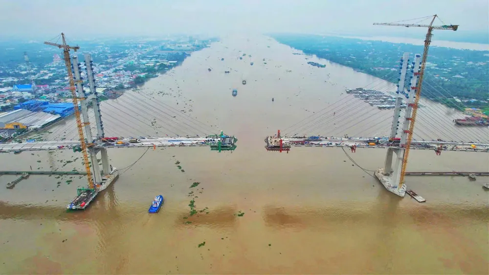 Tiến độ cầu Rạch Miễu 2 đạt trên 82,5% kế hoạch