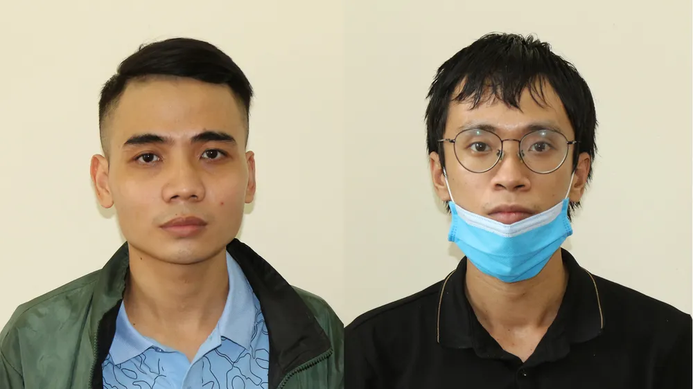  Hai đối tượng Lương Minh Ngọc và Nguyên Thái Quý (đeo kính)