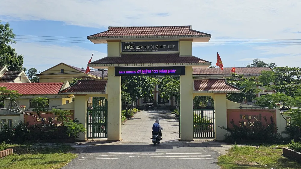 Trường THCS Hưng Thủy, huyện Lệ Thủy nơi cháu V bị bạo hành hội đồng và không thể thi vào lớp 10. 