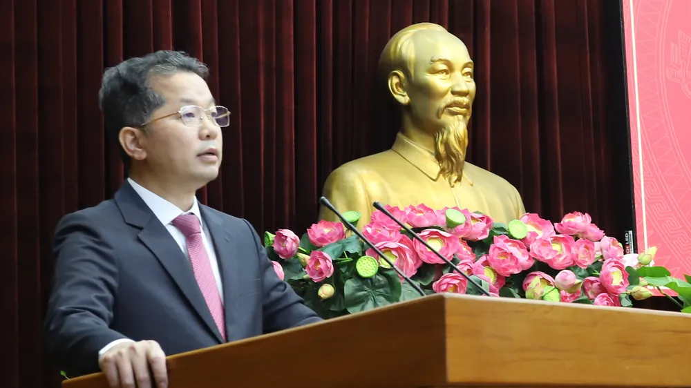 Bí thư Thành ủy Đà Nẵng Nguyễn Văn Quảng phát biểu tại hội nghị