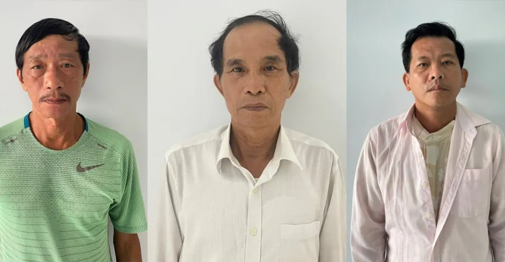 Các đối tượng Nguyễn Huỳnh Văn Đợi, Trần Đình Bá và Đoàn Trọng. Ảnh: CACC