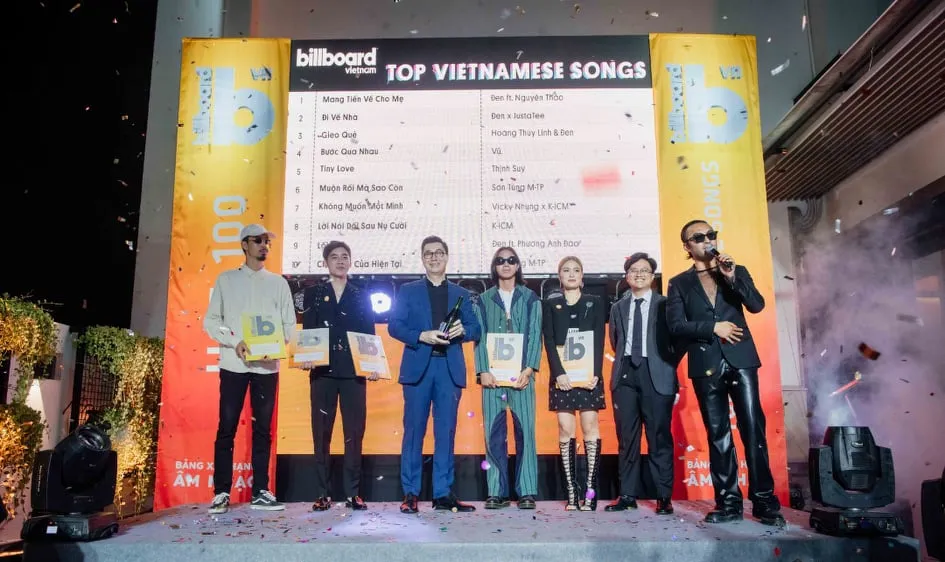 Các nghệ sĩ trẻ nhận chứng nhận có các ca khúc lọt Top 10 BXH Billboard Vietnam Top Vietnamese Songs