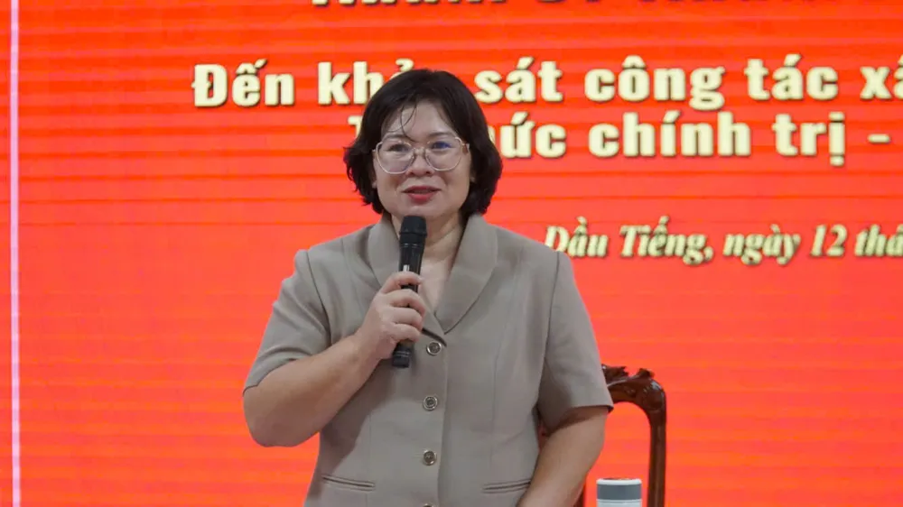 Phó Bí thư Thành ủy TPHCM Văn Thị Bạch Tuyết phát biểu chỉ đạo tại cuộc khảo sát