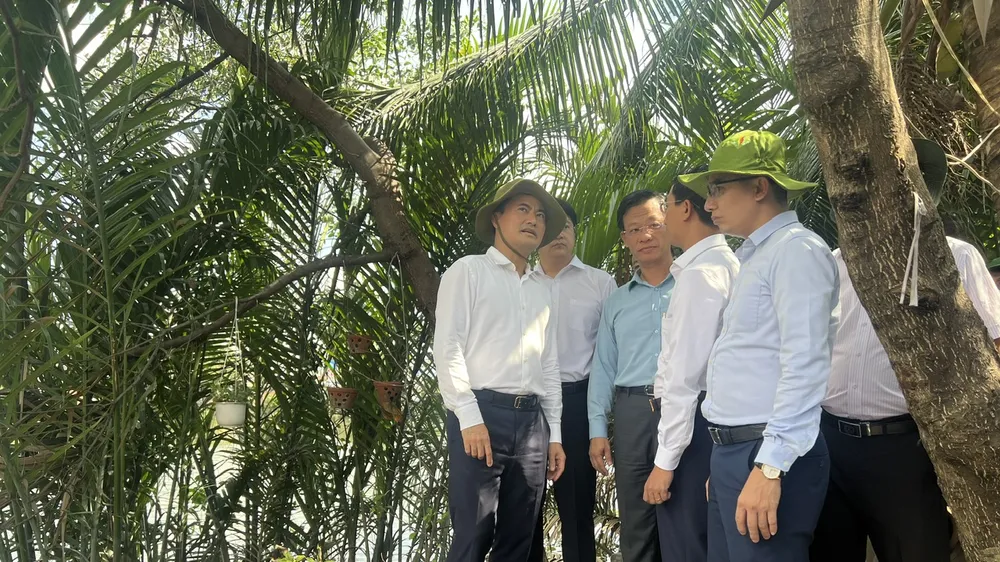 Phó Chủ tịch UBND TPHCM Bùi Xuân Cường cùng các sở, ngành kiểm tra thực địa Dự án cải tạo bờ Bắc Kênh Đôi. Ảnh: QUỐC HÙNG