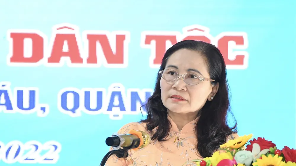 Chủ tịch HĐND TPHCM Nguyễn Thị Lệ phát biểu tại ngày hội. Ảnh: VIỆT DŨNG