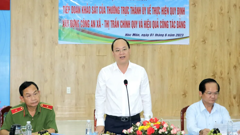 Đồng chí Nguyễn Hồ Hải phát biểu tại buổi làm việc. Ảnh: NGÔ BÌNH