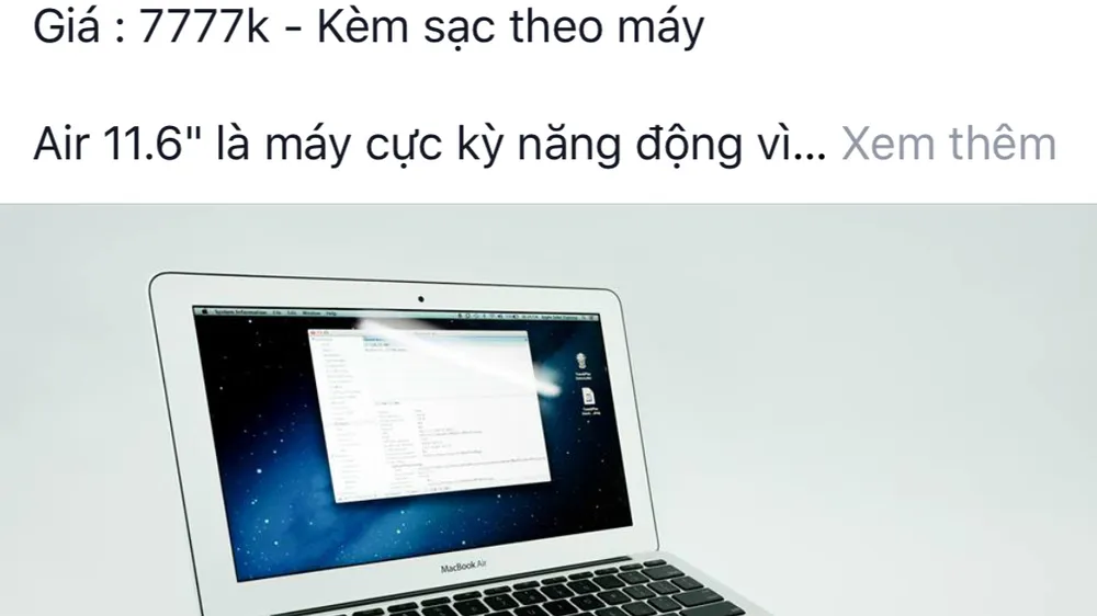 Một chiếc laptpo được bán qua mạng xã hội với giá khá hấp dẫn
