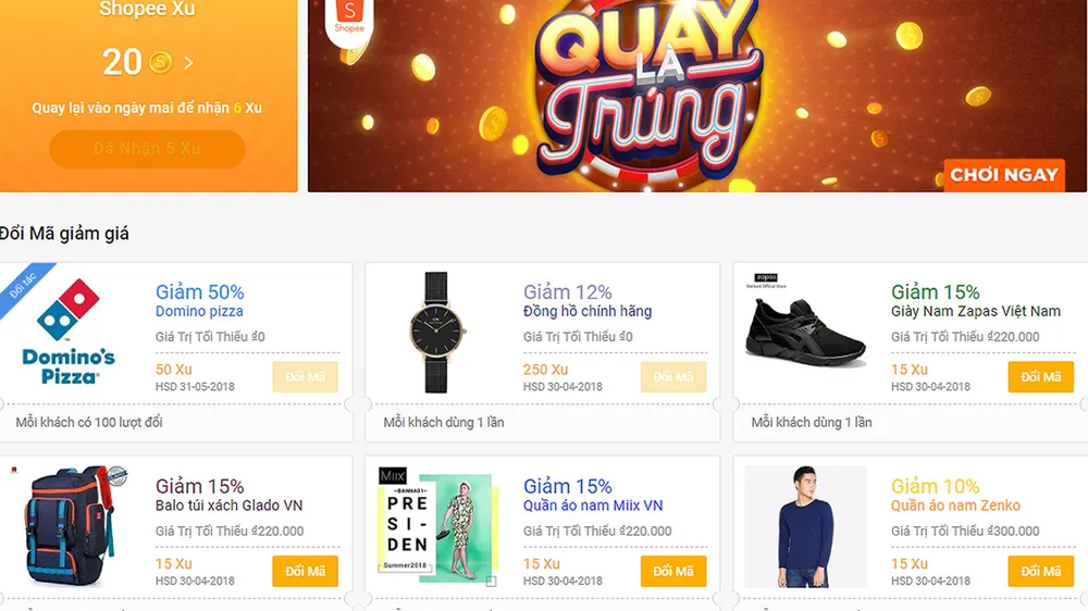 Shopee ra chương trình “Ưu đãi Shopee Xu“