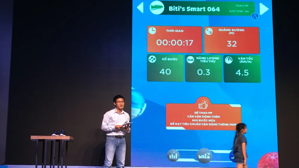 Trình diễn việc theo dõi sức khỏe trên giày Biti’s Smart