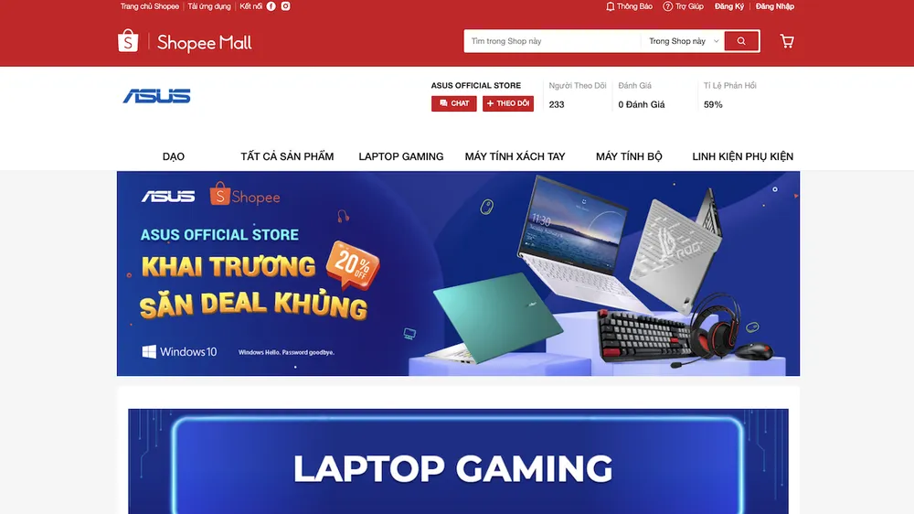 ASUS Official Store trên Shopee 