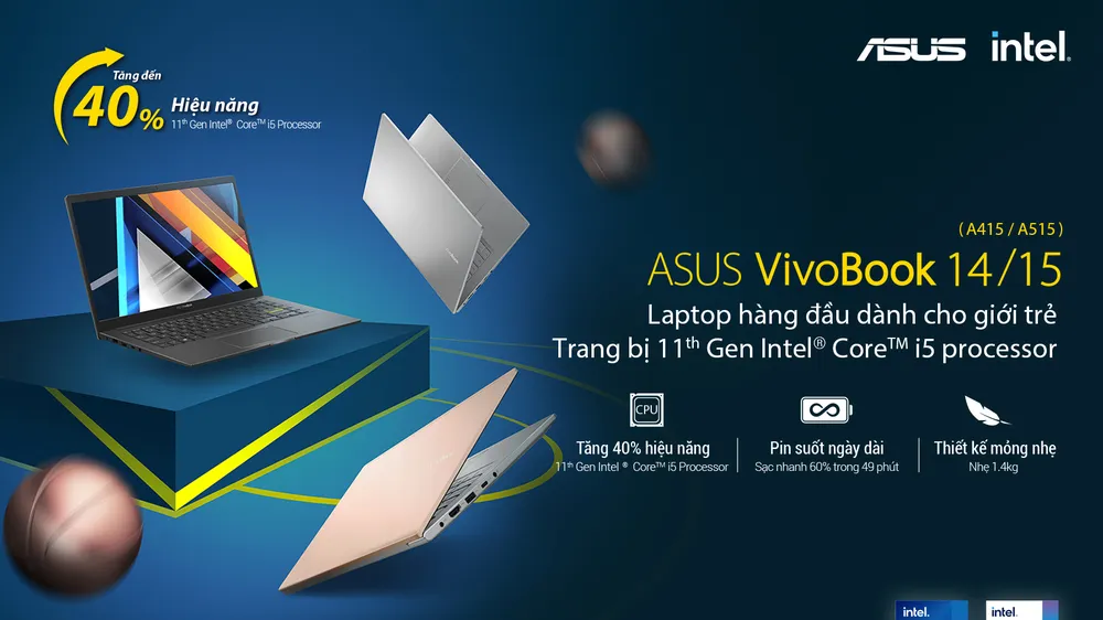 VivoBook 14/15 được ASUS trang bị vi xử lý Intel Core thế hệ 11 mới nhất 