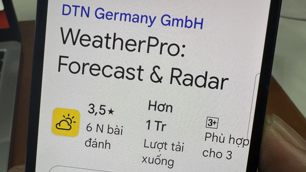 Ứng dụng dự báo thời tiết Weather Pro có hơn 1 triệu lượt tải trên Android