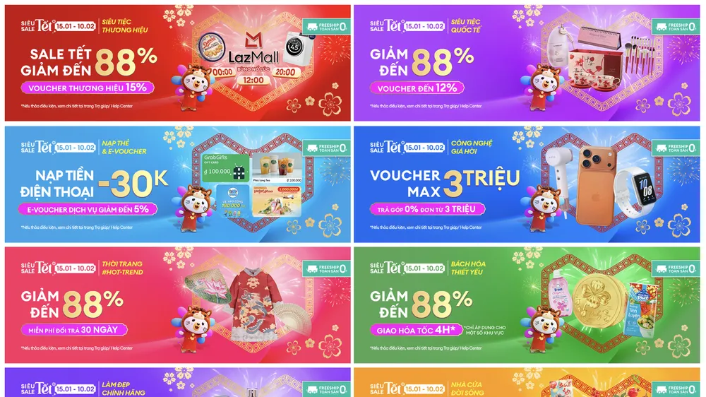 Nhiều ưu đãi cho người dùng khi tham gia “Siêu sale tết” trên Lazada