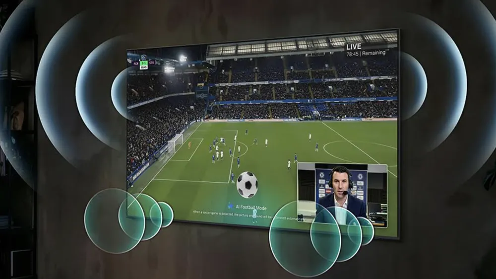 Với TV Samsung mới, Chế độ Bóng đá AI Pro mang đến trải nghiệm theo dõi trận đấu sống động hơn khi tự động nhận diện các tình huống trên sân...