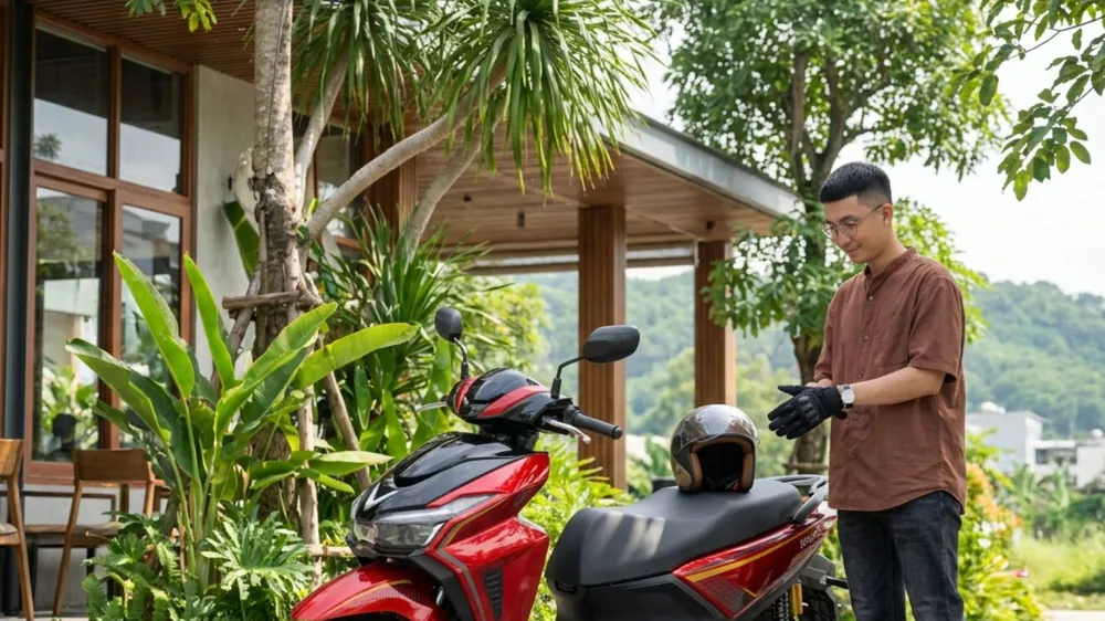 Kinet vẫn duy trì cốp dung tích 22 lít. Xe còn có Smart Key... và có cả chế độ thể thao.