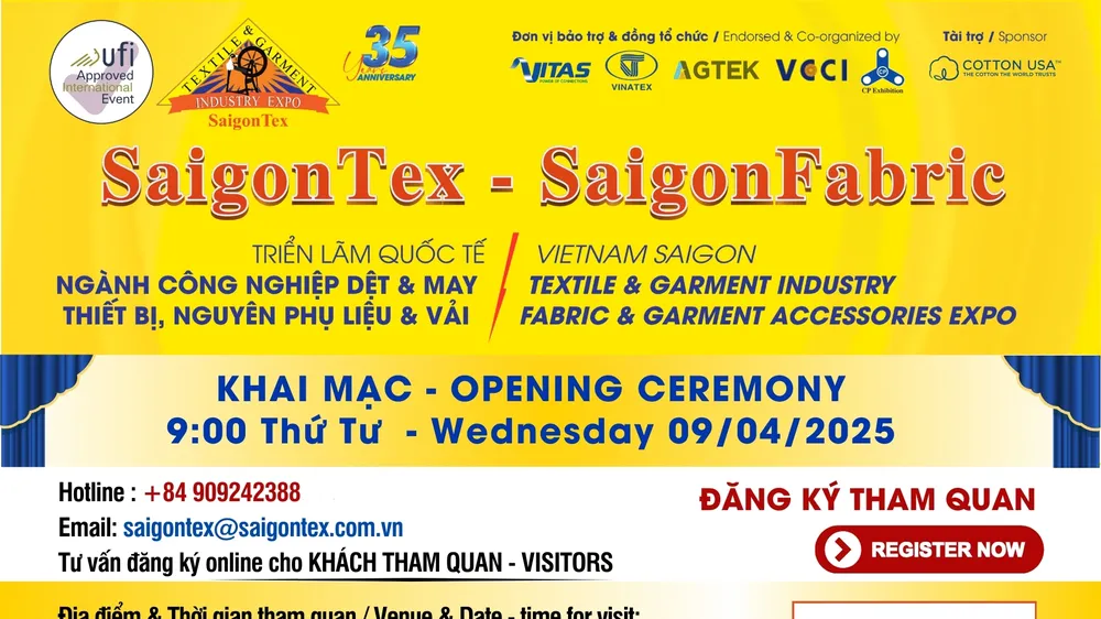 Sắp diễn ra triển lãm quốc tế ngành dệt may SaigonTex - SaigonFabric 2025