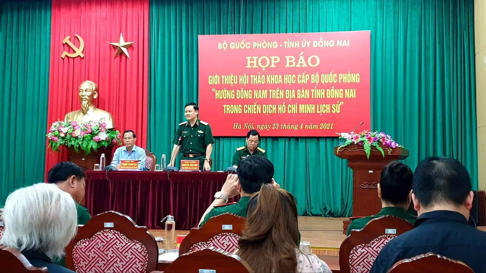 Quang cảnh buổi họp báo tại Hà Nội, sáng 23-4-2021