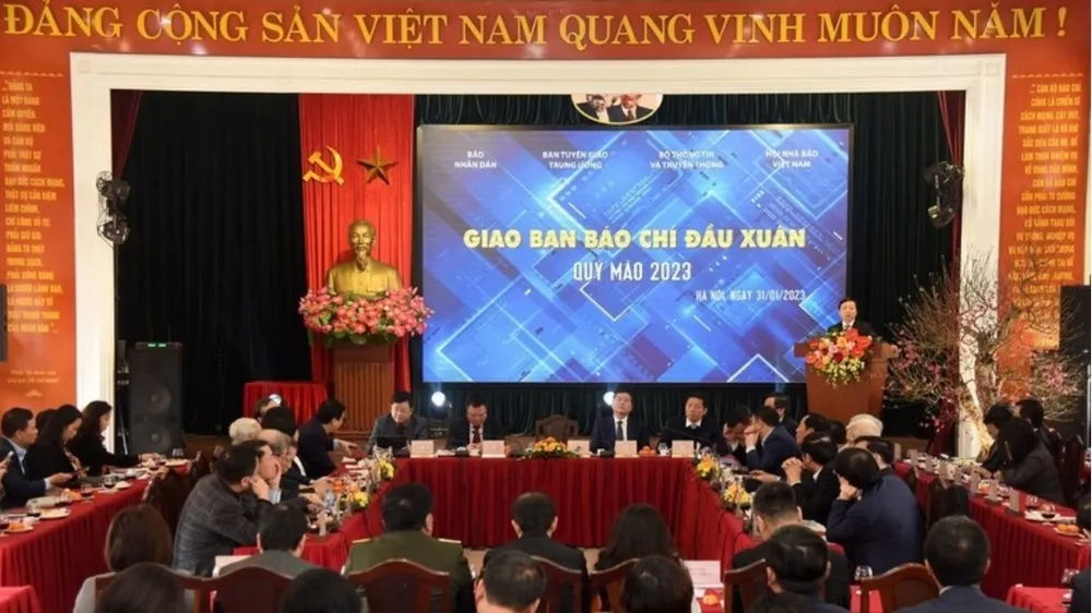 Quang cảnh hội nghị giao ban báo chí đầu xuân