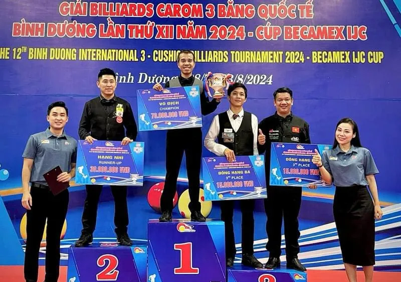 Trần Quyết Chiến khẳng định sức mạnh đăng quang giải Billiards Carom 3 băng Quốc tế Bình Dương 2024