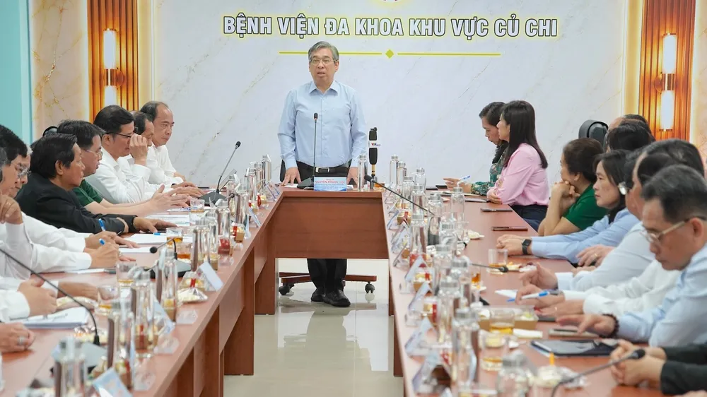 Đồng chí Nguyễn Phước Lộc phát biểu tại buổi làm việc. QUANG HUY
