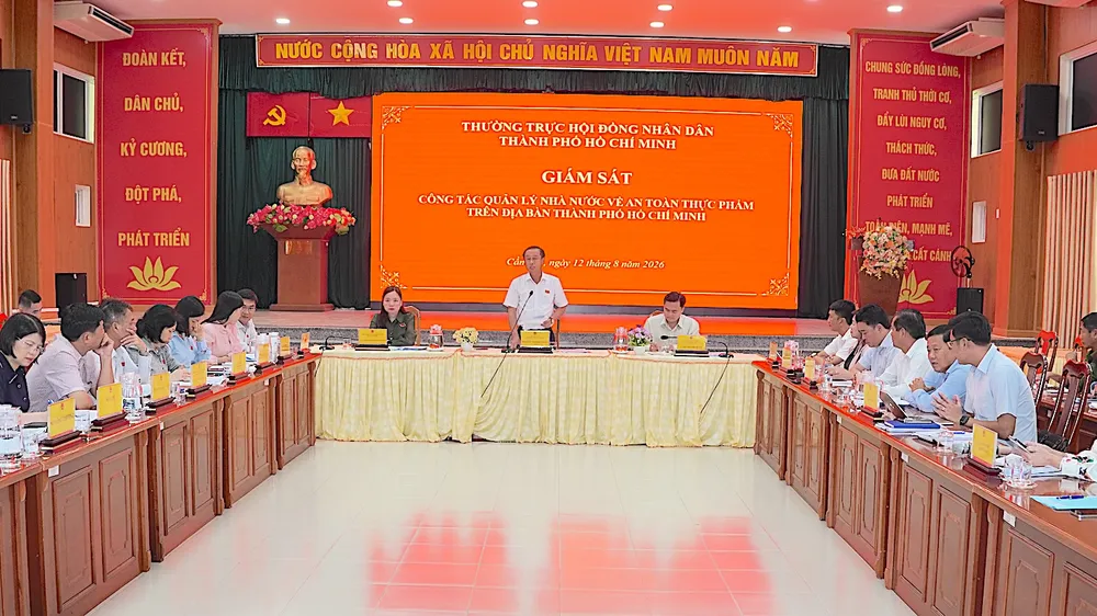 Đồng chí Huỳnh Thanh Nhân phát biểu chỉ đạo tại buổi giám sát. QUANG HUY