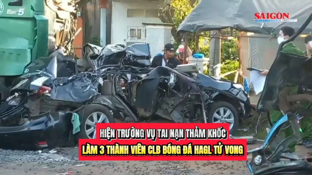 Hiện trường vụ tai nạn thảm khốc làm 3 thành viên CLB bóng đá HAGL tử vong