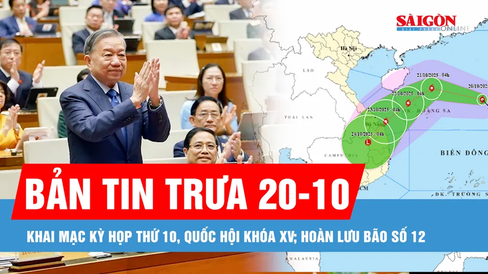 Bản tin trưa 20-10: Khai mạc kỳ họp thứ 10, Quốc hội khóa XV; Hoàn lưu bão số 12 và không khí lạnh gây mưa lớn