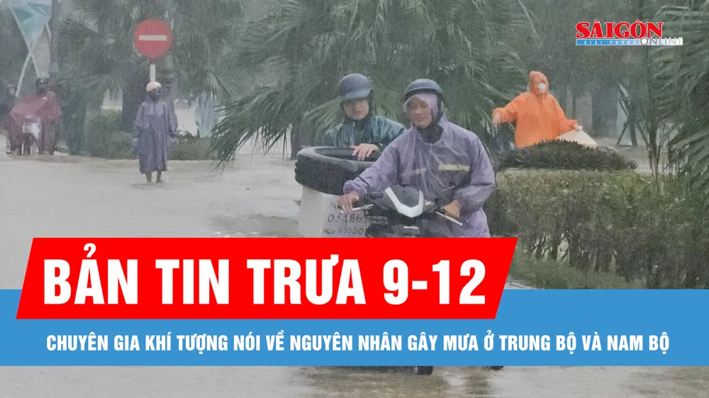 Bản tin trưa 9-12: Chuyên gia khí tượng nói về nguyên nhân gây mưa ở Trung bộ và Nam bộ