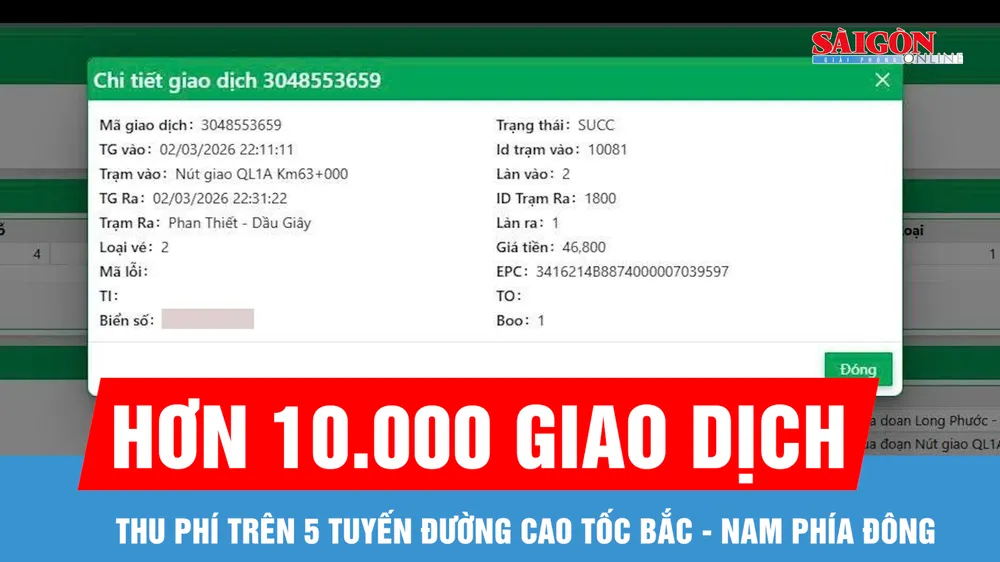 Hơn 10.000 giao dịch sau 10 giờ thu phí 5 đoạn đường cao tốc Bắc - Nam