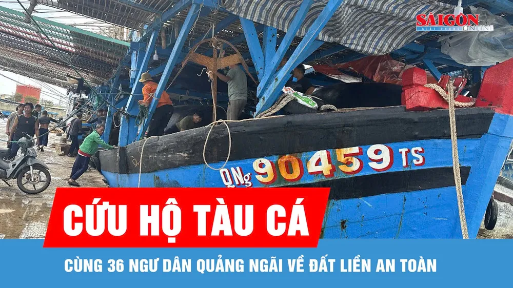 Cứu hộ tàu cá cùng 36 ngư dân Quảng Ngãi về đất liền an toàn