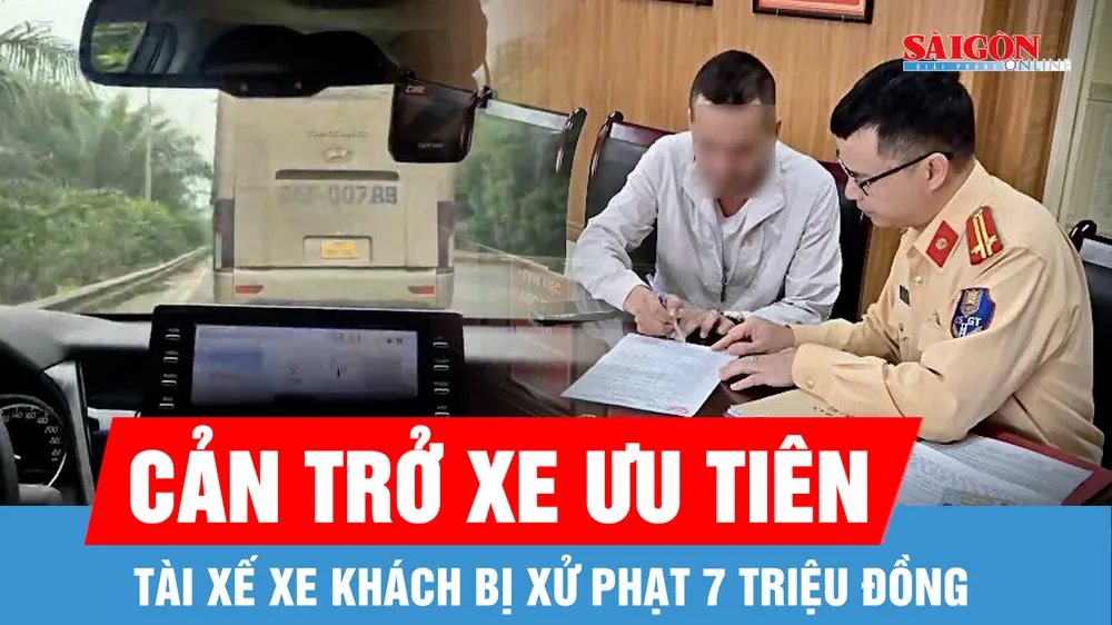 Không nhường đường cho xe ưu tiên, tài xế xe khách bị xử phạt 7 triệu đồng